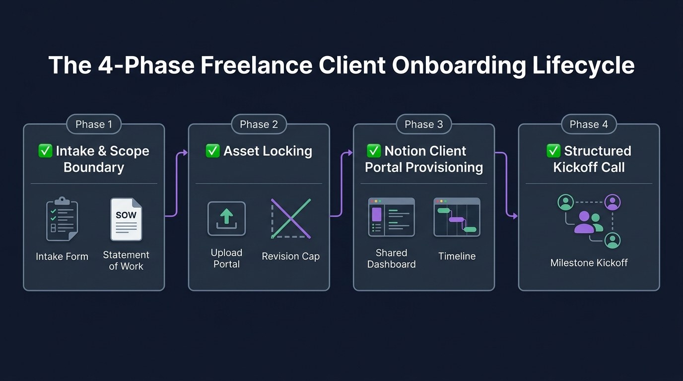 The 4-Phase Freelance Client Onboarding Lifecycle Systems Architecture Blueprint