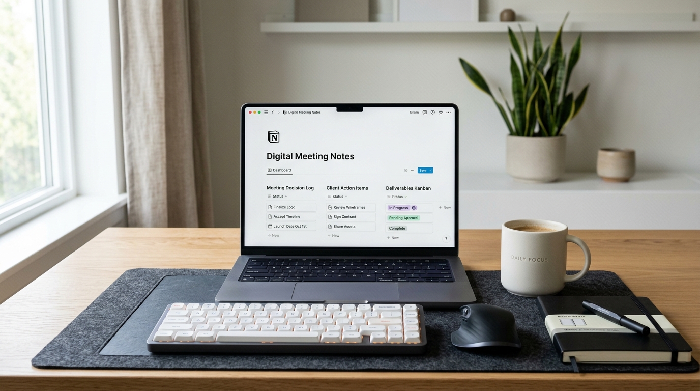 How Freelancers Turn Meeting Notes Into Client Action Items (The 5-Minute Notion & AI System)