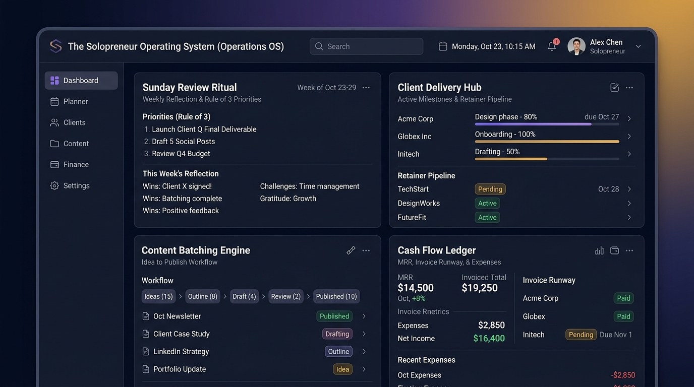 The Solopreneur Operating System: How to Run a High-Margin One-Person Business Without Burnout